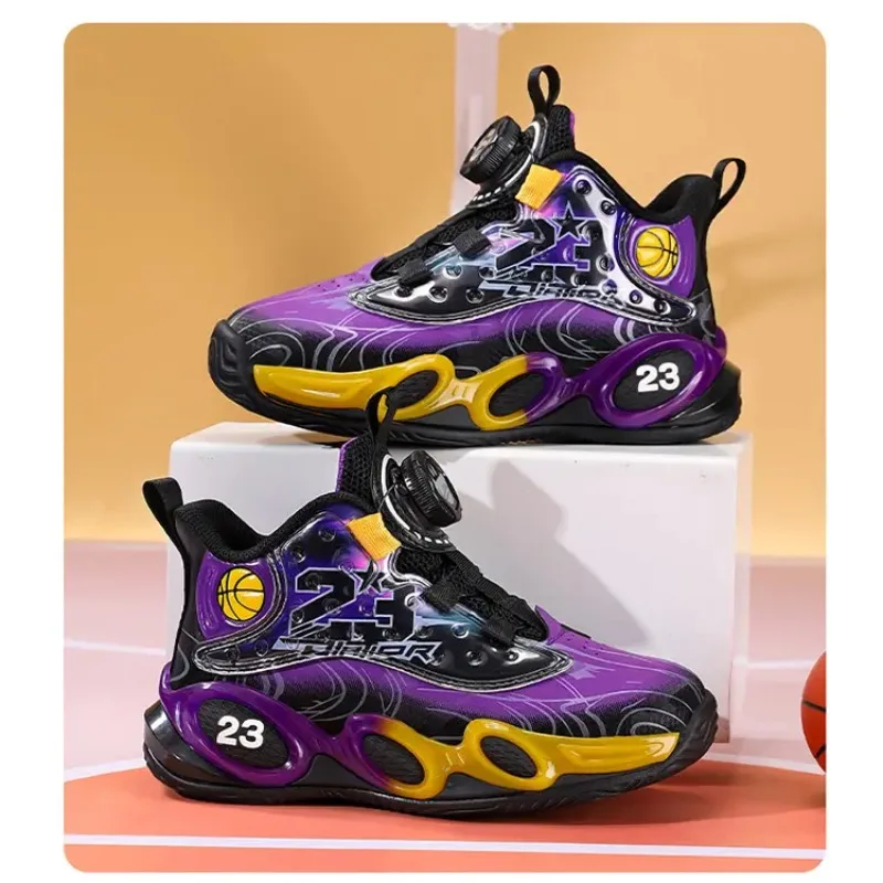 

Детские кроссовки 2024, нескользящая дышащая спортивная обувь для мальчиков, уличные баскетбольные кроссовки на шнуровке, водонепроницаемая повседневная обувь