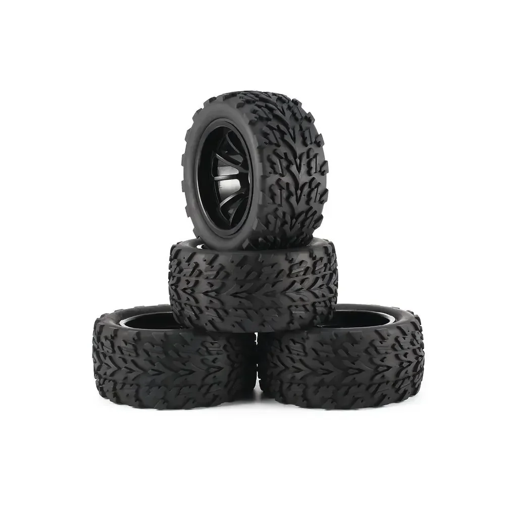 4 STKS HSP Truck Wiel Banden D128mm Rubberen Band Wielen in 12mm Hex Adapter voor 1/10 94111 94188 Off-road RC Auto's