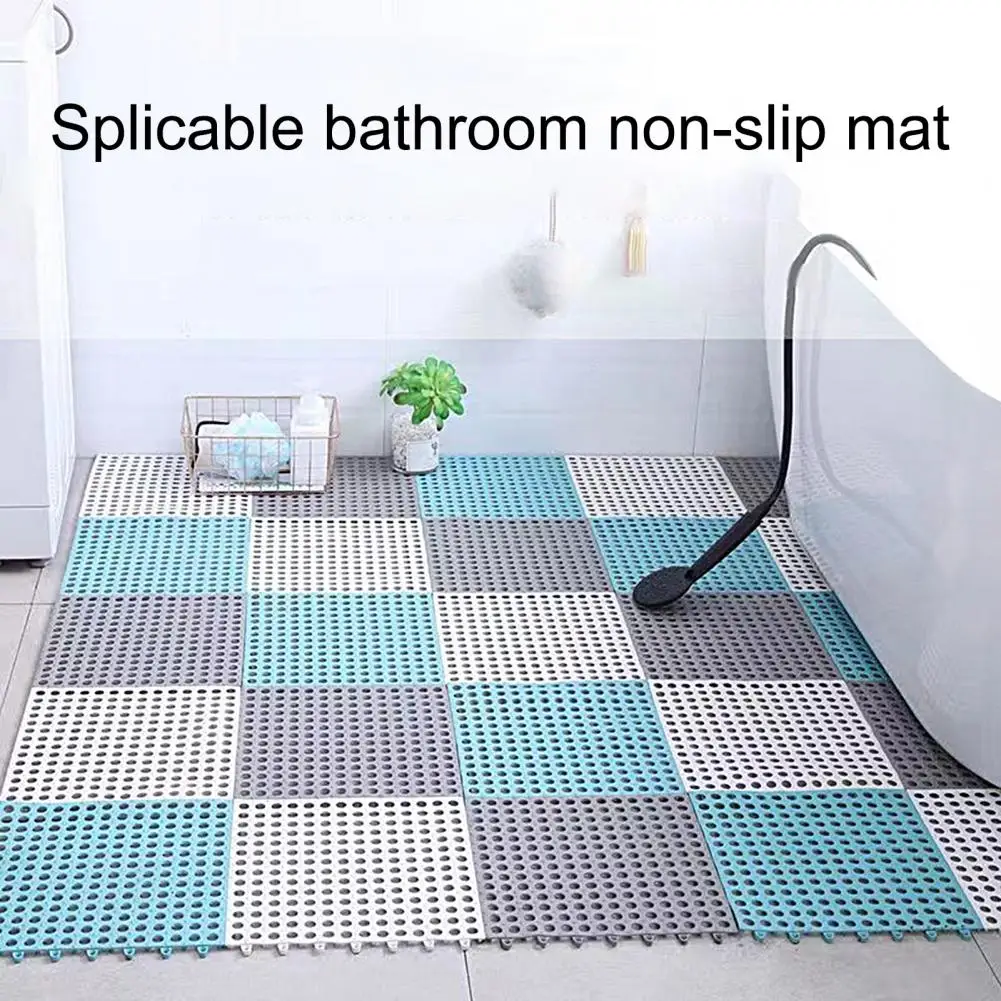 30cm Floor Mat Splicing TPE Cuttable Bath Mat Waterproof Toilet Bathroom Floor Pad Non-slip Shower Mat Household Supplies 