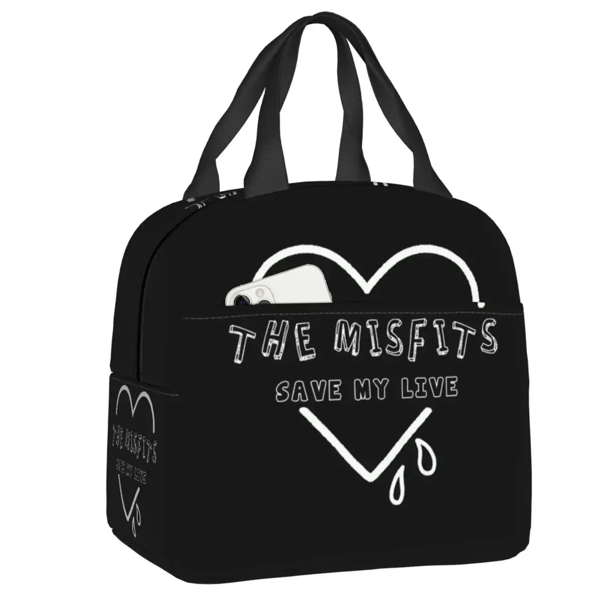 Custom Heavy  Rock Misfits Skull Portable Lunch Box for Save My Soul Cooler Thermal Food Insulated  Bag Office Work