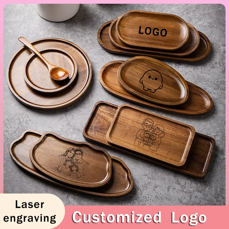 Coffee Tea Images - 1pcs Japanese Acacia Wooden Tea Trays