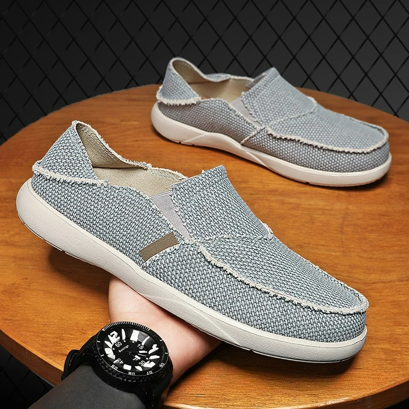 

Men's Loafers Slip on Canvas Shoes Summer Comfortable Casual Shoes Fashion Flat Half Slippers Plus Size Lightweight Men Shoes