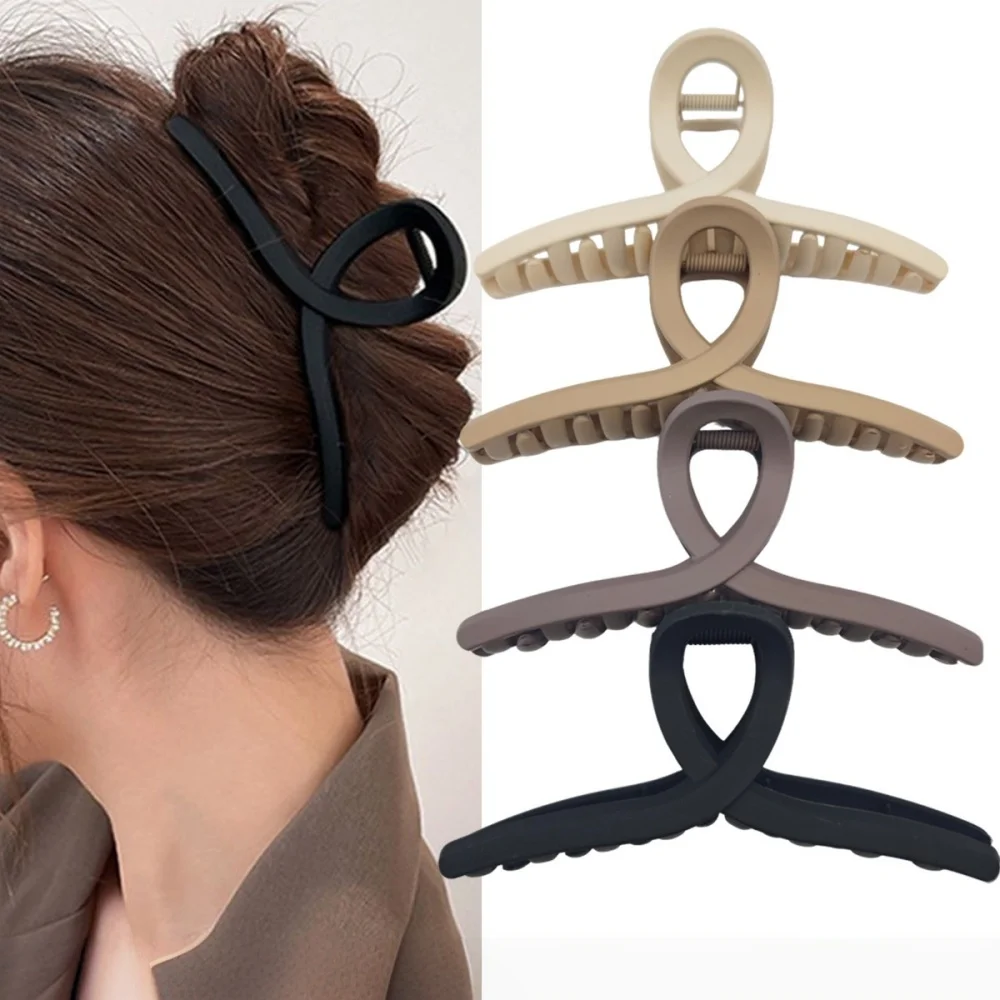 1Pc Dainty Cross Matte Hair Claw, Elegant Hollow Clip for Daily Thick Hair Updo, Ideal for Office & Casual Look