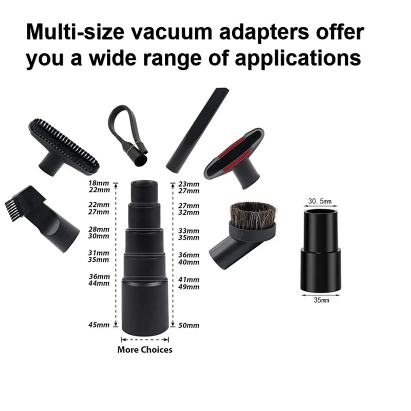 B58B-Household Cleaning Attachments 8 Pieces For Vacuum Cleaner- For Shop Vac Accessories-2 1/2 In To 1 1/4 In Hose Adapter