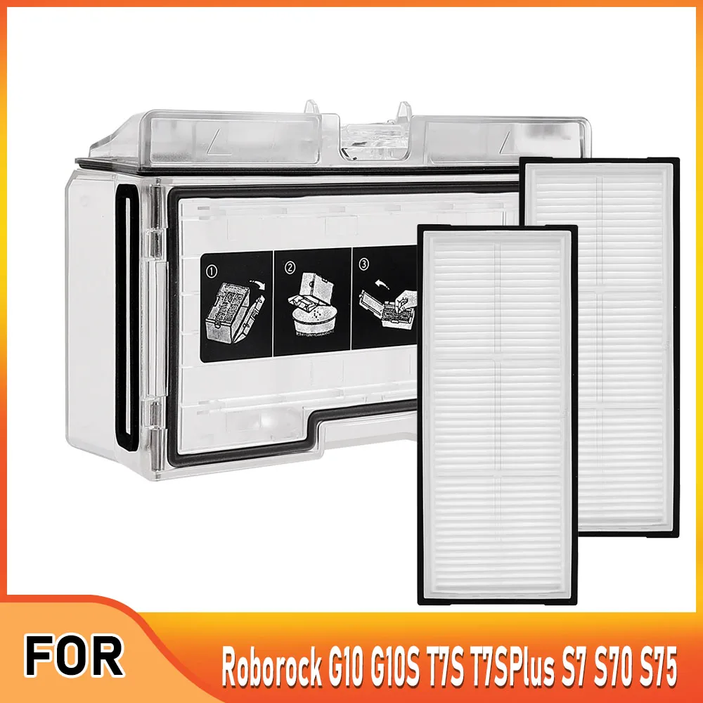Kit Tempat Debu Filter HEPA untuk Roborock G10 G10S T7S T7SPlus S7 S70 S75 Kotak Debu Robot Vacuum Cleaner Dengan Bagian Filter