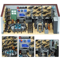 Military Weapon Box SWAT Gun Sandbag Armor Cannon Guns Toy Suit Figures Building Blocks Toys for Children WW2 Weapons Kids Gifts