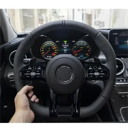 With Piano Black Trim Full Leather Steering Wheel for  W211 W169 W177 W221 GLS X167 GLA45 X156 Gle 53 AMG GT 2023