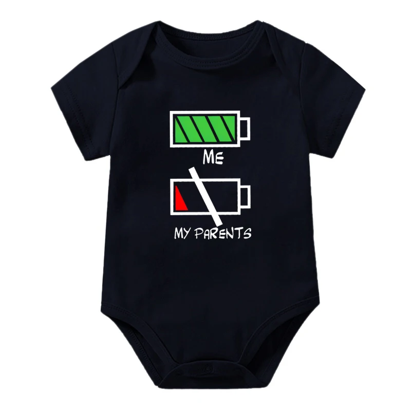 Jumpsuit Katun Bayi Grafis Lucu Anak Perempuan Laki-laki Me Vs Orang Tua Saya Pakaian Bayi Fashion Lucu Orang Tua Baterai Lemah Energi Penuh