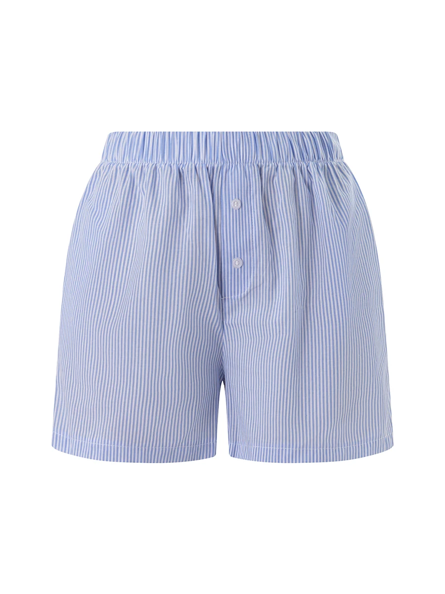 Baggy Stripe Shorts Y2k Loungwear Summer Women Casual Holidays Beach Short Pants Outfits with Pocket Plaid Pajama Short Homewear