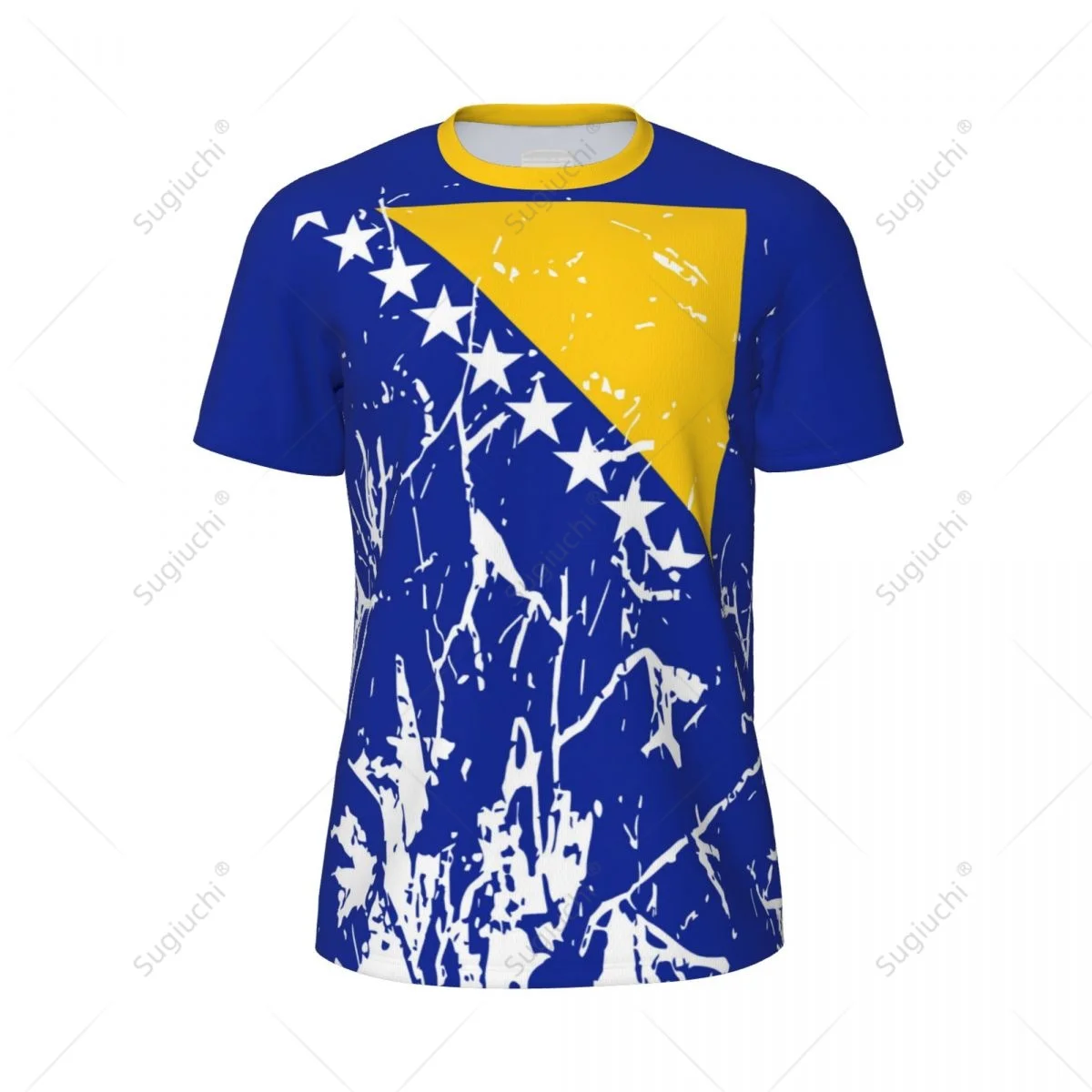 Exclusive design Bosnia And Herzegovina Flag Grain 3D Printed Men Running Bike Soccer Tennis Fitness Sports tshirt Mesh T-shirt