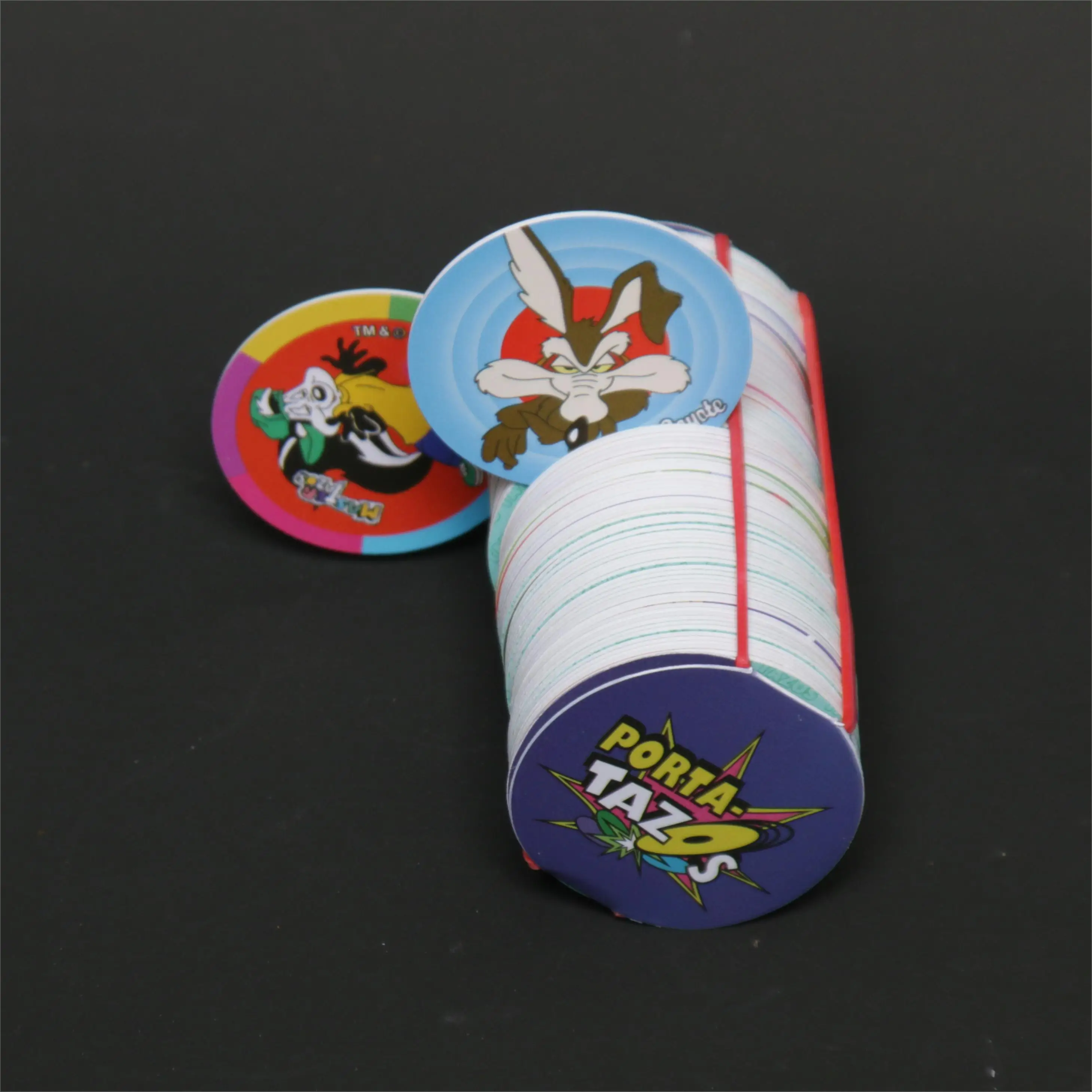 Lote de Tazos Looney Cartoon Tunes Sabritas Collection Album Super Mega Mastertazos Pogs Milkcaps Cartões Redondos Presentes da Infância