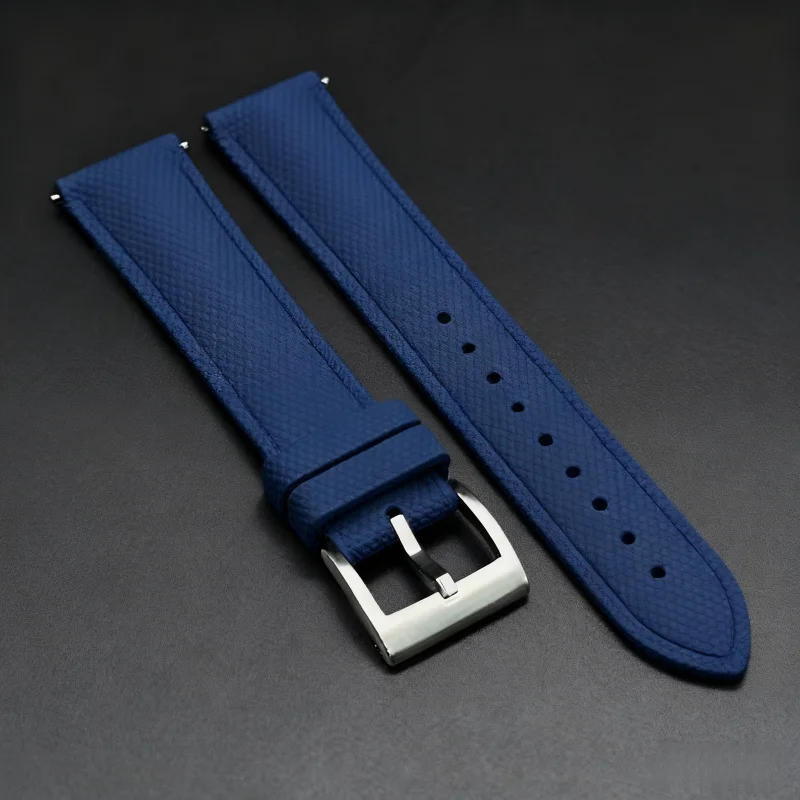 สายนาฬิกา FKM คุณภาพสูง กันน้ำ สำหรับนาฬิกา Seiko Longines Omega IWC Tissot สายนาฬิกาแบบสปอร์ตถักลายริบ ทำจากยางฟลูออโร รุ่นใหม่