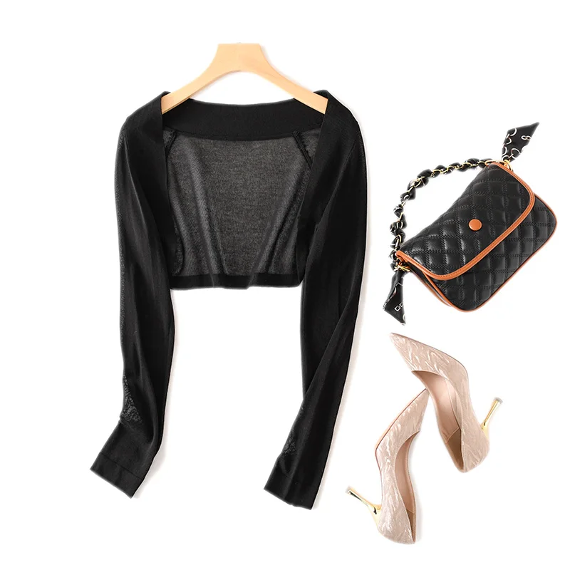 Cardigan de Protection solaire tricoté léger, poinçon d'été Svel V-Ne, taille haute, Long, vêtements d'extérieur pour femmes