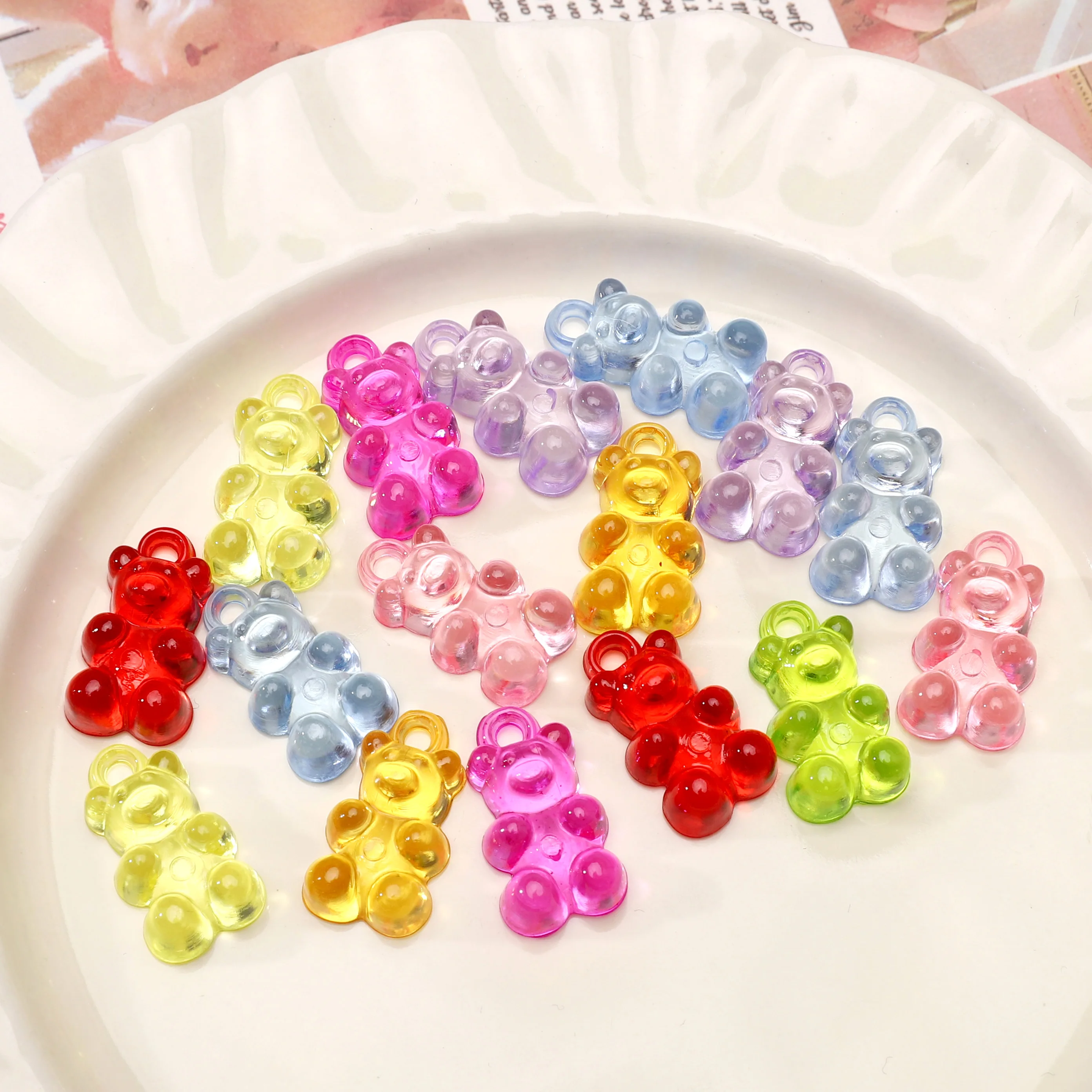 

10-30Pcs Multi Color Acrylic Cute Little Bear Shape Charms Pendant For Handmade DIY Bracelet Keychain Jewelry Making Accessories