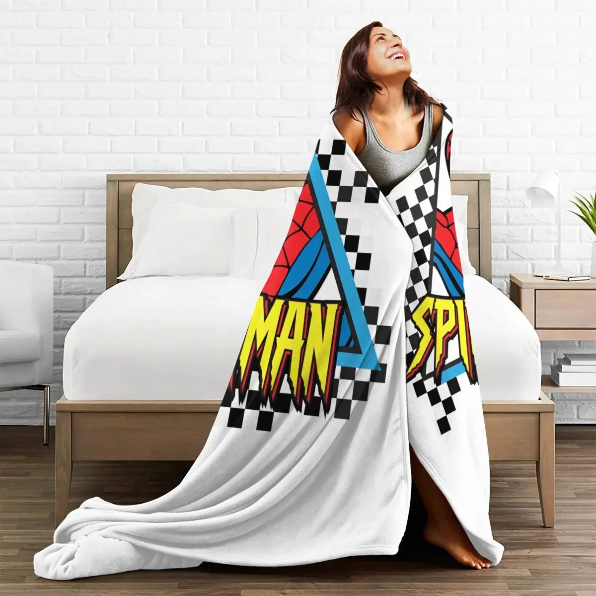 Spider Man 90's Themed Logo Plush Blanket Girls Boys Flannel Bedding Throws For Bedroom Soft Custom Quality Bedspread Gift image 3