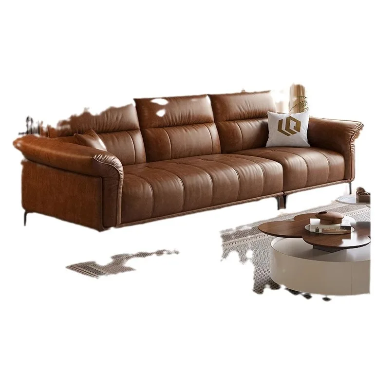 

Italian style, minimalist, piano keys, straight row, genuine leather, sofa, retro style, living room, first layer, cowhide