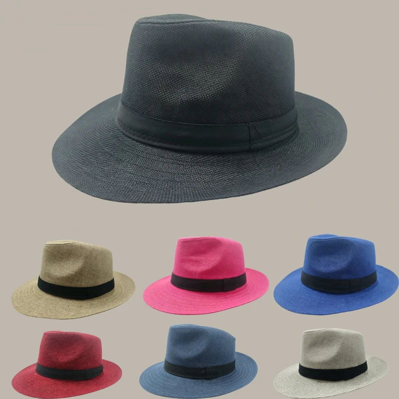 

Couple's Matching Borsalino Hats Real Panama Straw Hat for Women men Fashion Lady Fedora Panamao Summer Cap
