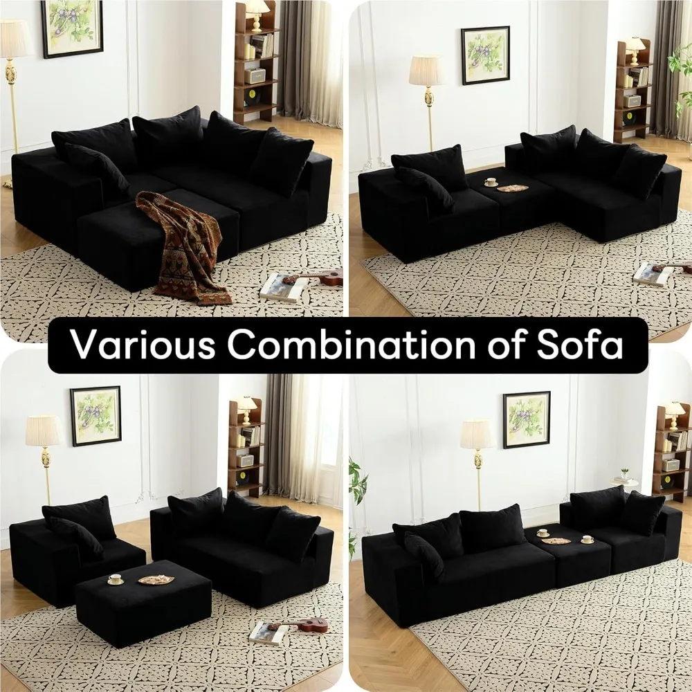 modular sectional sofa with chaise, modern l shaped cloud couch with deep seat, sectional couches for living room, bedroom, off