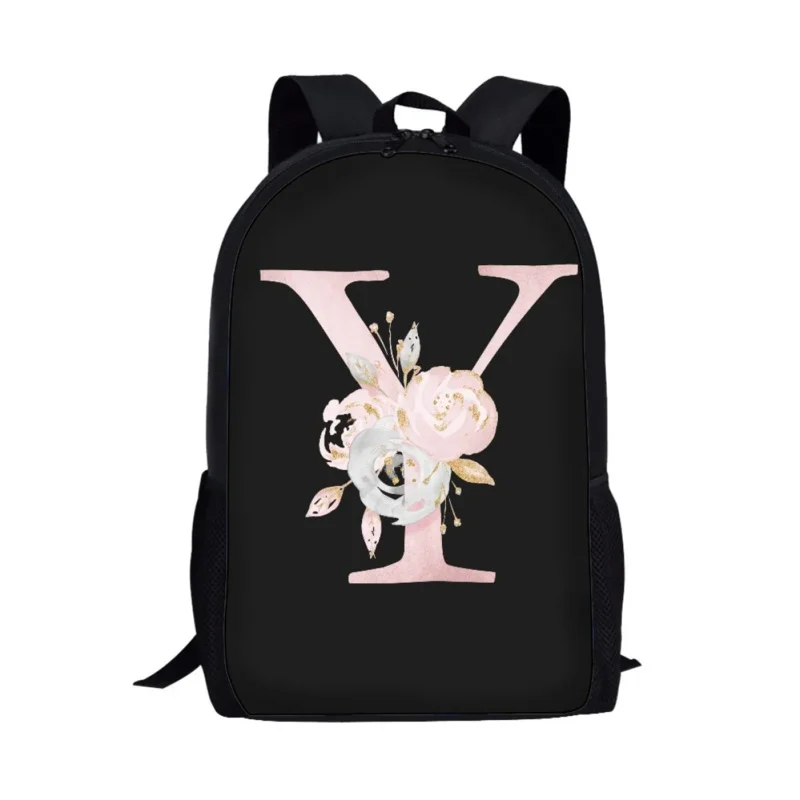 Mochila Art Letter Flower Design, mochila escolar para homens e mulheres, mochilas casuais de viagem para adolescentes para meninas e meninos