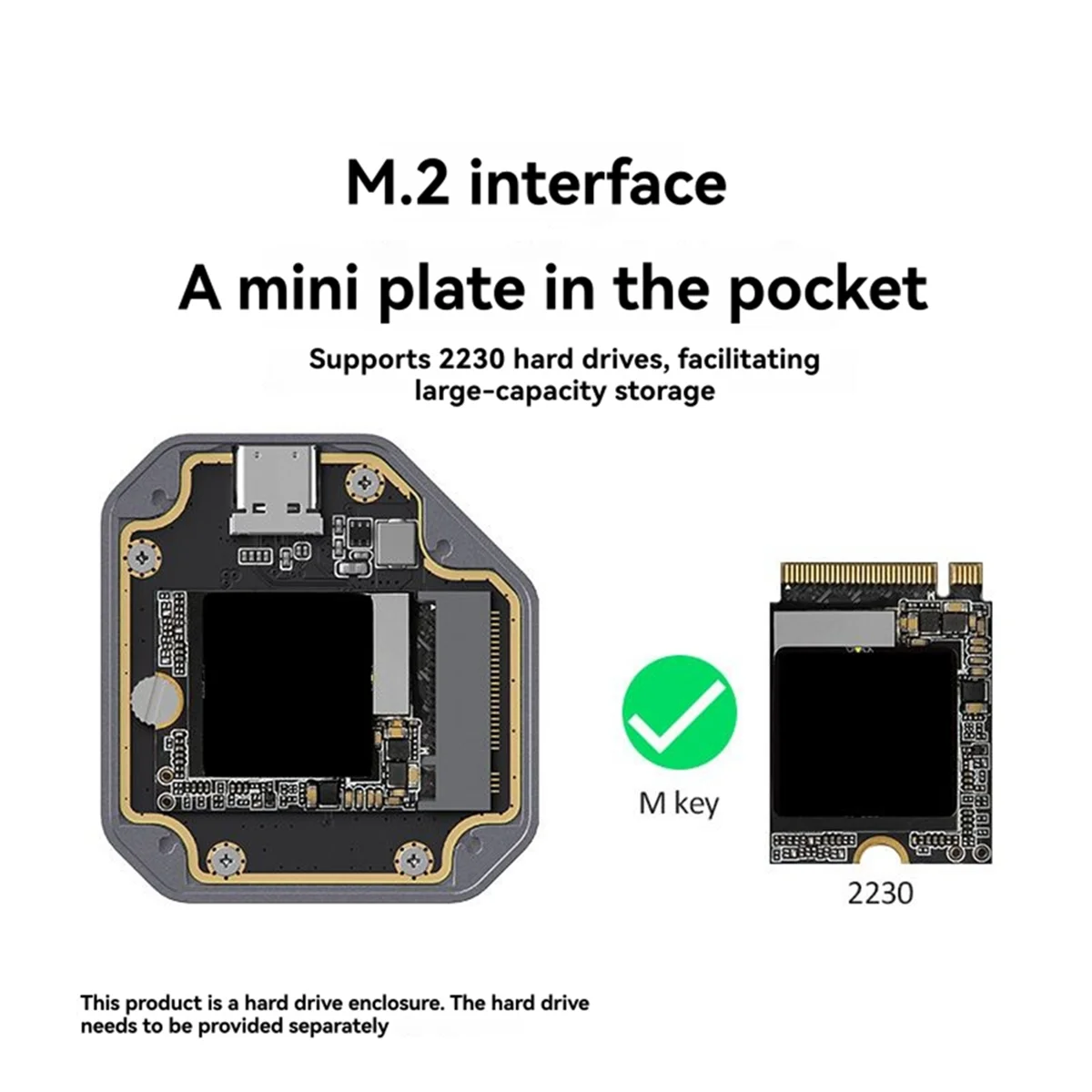 

Корпус SSD M.2 NVMe 2025+2230 USB 3.2 Gen 2 10 Гбит/с для NVMe PCI-E M.2 SSD Корпус Внешний SSD для ноутбука 16 Pro
