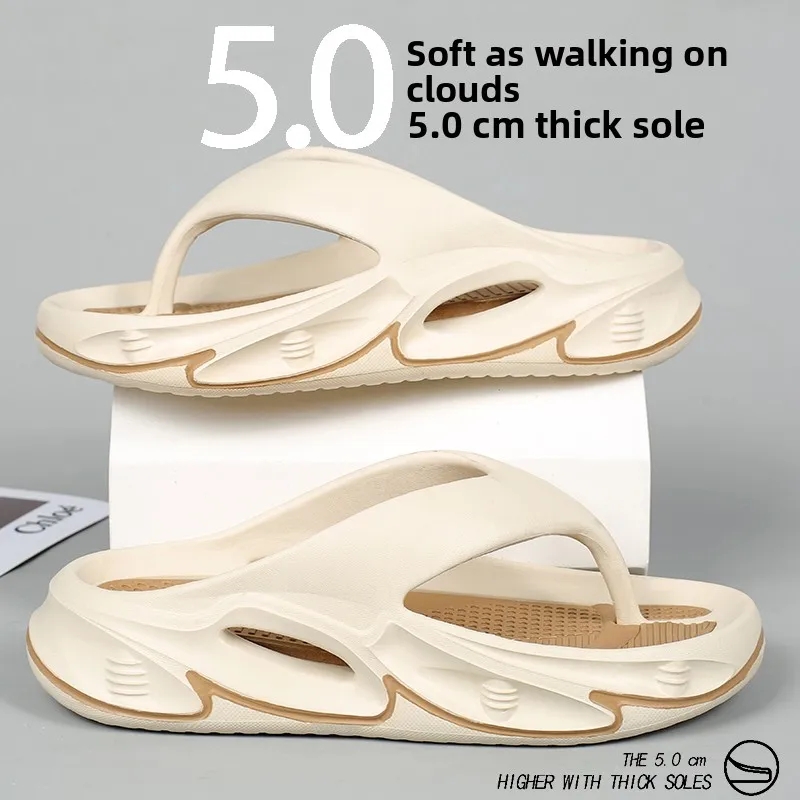 Men's Summer Outdoor Sandals Anti-Slip Thick Bottom Youth Trend Beach Slippers Comfortable Wear EVA Material Sports Flip Flops