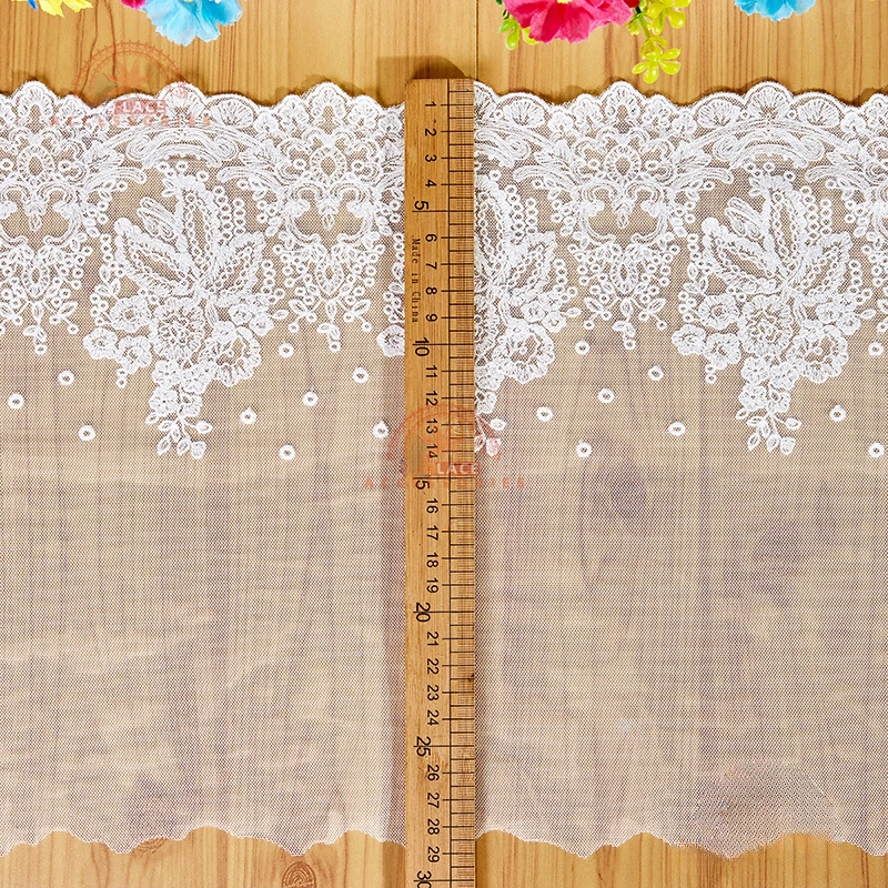 Wide Polyester Embroidered Sewing Ribbon, Guipure Lace Trim, Fabric Warp Knitting DIY Garment Accessories, Wedding Lace