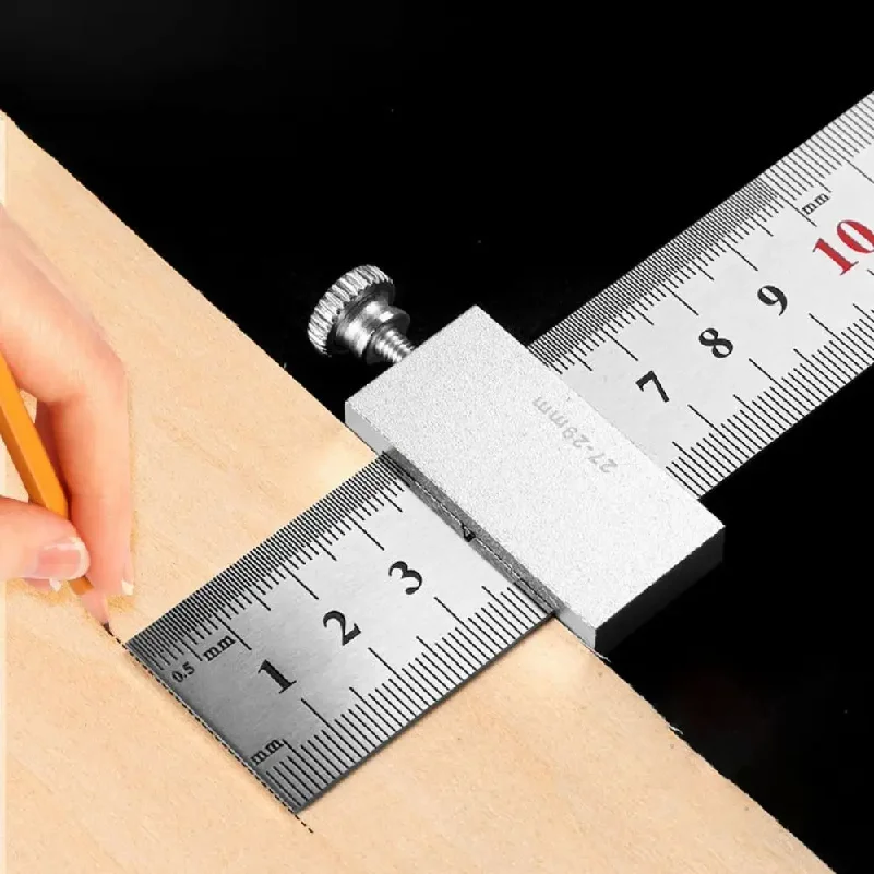 Metal Carpenter Woodworking Steel Ruler Clear Scale Heavy Duty Straight Ruler Gauge Precise Ruler Block Accurate Measurement