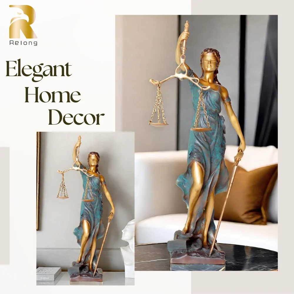 Lady Justice Statue Bronze Lady Justice Sculpture  Ancient Greece Myth Lawyer Sculpture For Home Office Decor Ornament Gifts