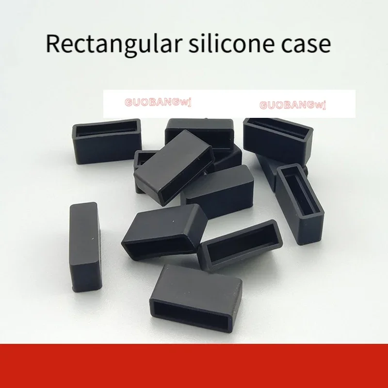 

5/8/15Pcs Rectangular Silicone Rubber Protect Caps Double-row In-line Soft Sheath Black Square Silicone Rubber End Caps