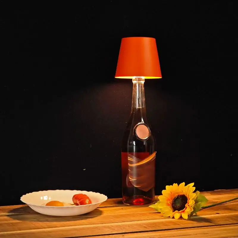 Wireless Bottle Lamp LED Night Light For Wine Bottle Rechargeable Touch Control 3 Light Colors Bedside Lamps For Restaurant Bar