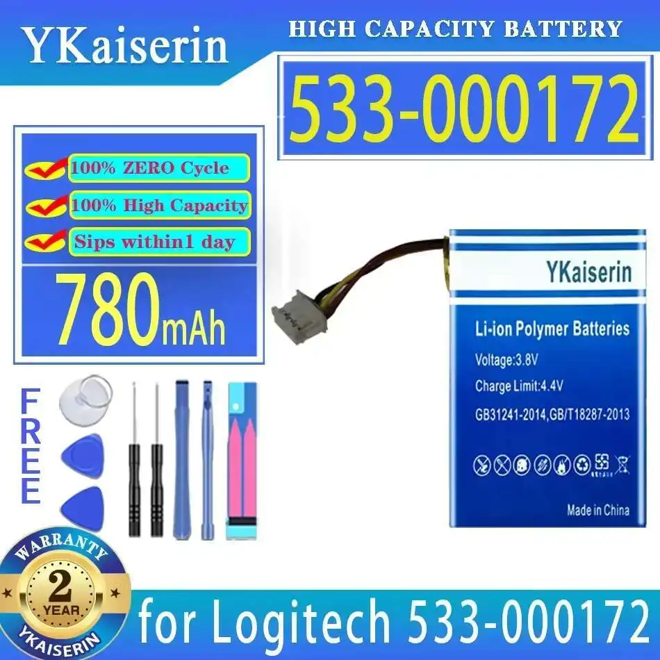 

Battery Durable 780mAh Fast Charging For Logitech 533-000172 L N:2016 1ICP7 26 25 652535