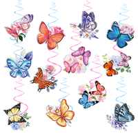 12pcs set Butterfly Swirls Banner Butterfly Theme Girls Birthday Hanging Spiral Swirls Banner Spring Party decoration