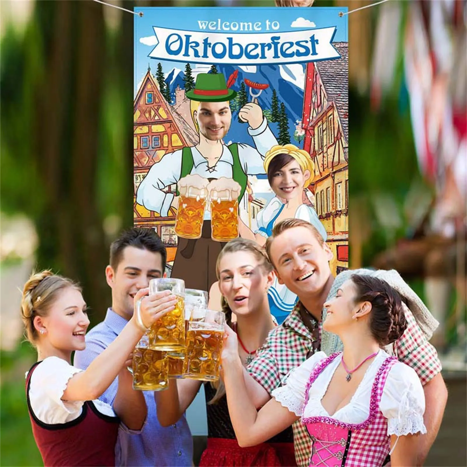 Dekorasi pesta Munich Oktoberfest bendera foto Prop spanduk pintu bendera luar ruangan foto Horticultural spanduk