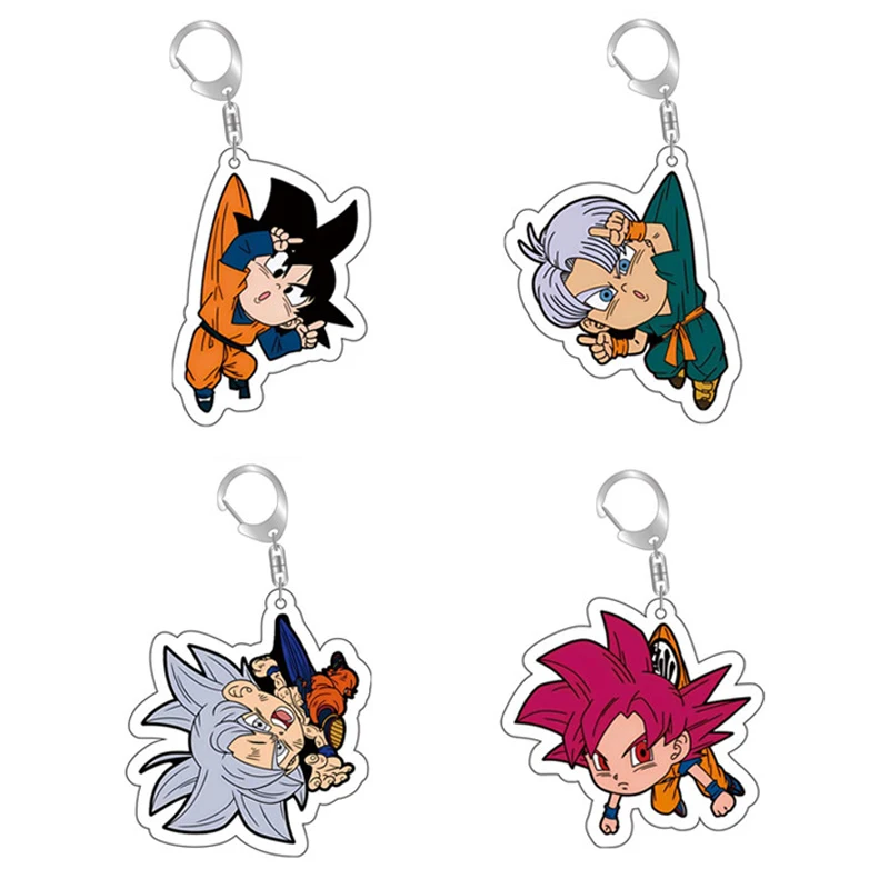 Dragon Bal  Anime Keychain Son Goku Cartoon Acrylic Keychian Kawaii Kakarotto Super Saiyan Frieza Model Key Ring Kids Gift