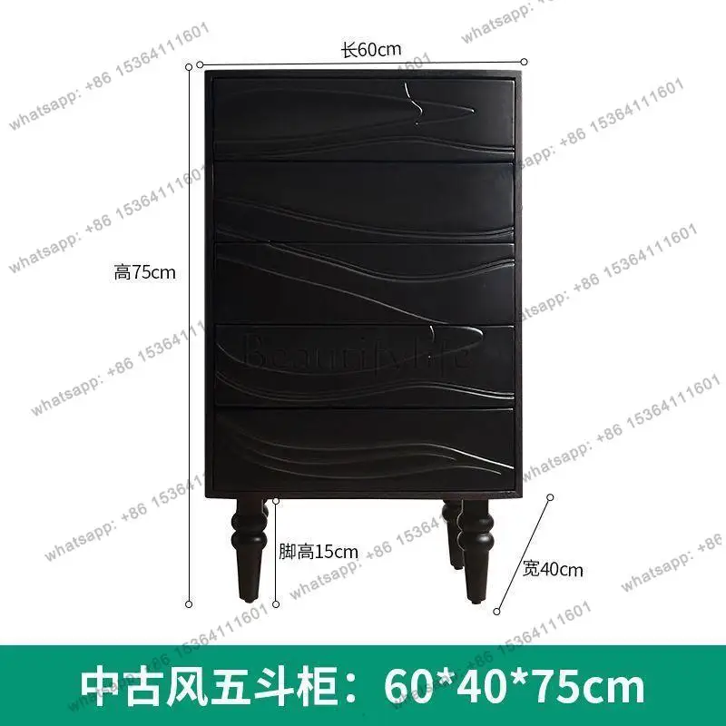 Medieval solid wood home bedroom storage cabinet Small apartment retro living room decorative cabinet