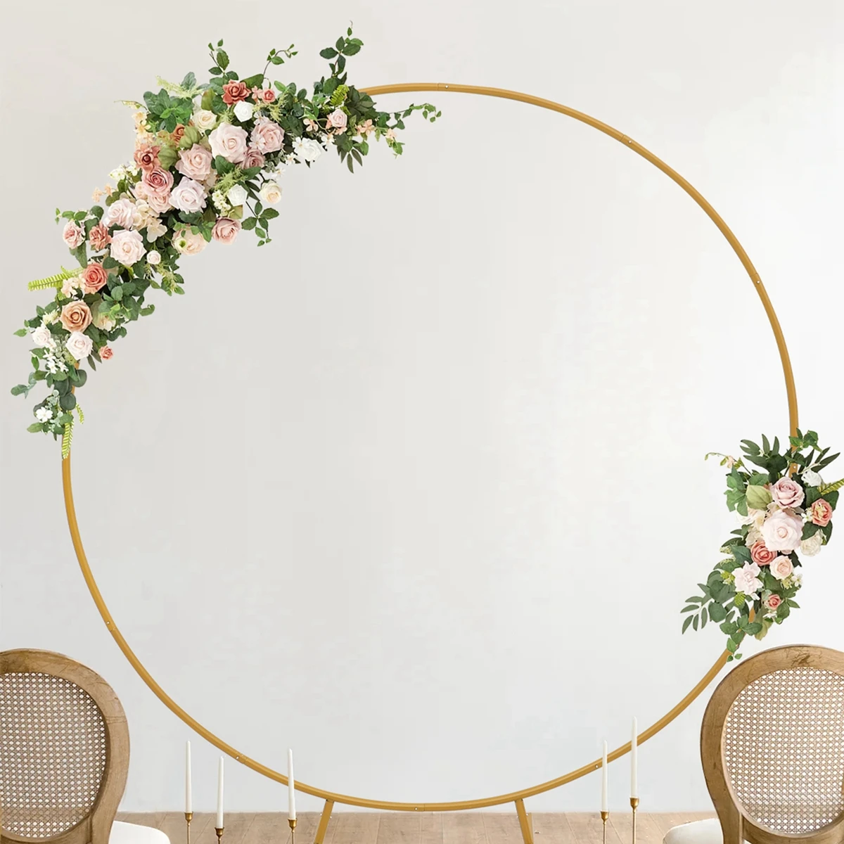 

Metal Circle Stand Wedding Arche Round Balloon Arch Flower Gold Background Arch DIY Frame Birthday Party Baby Shower Decor