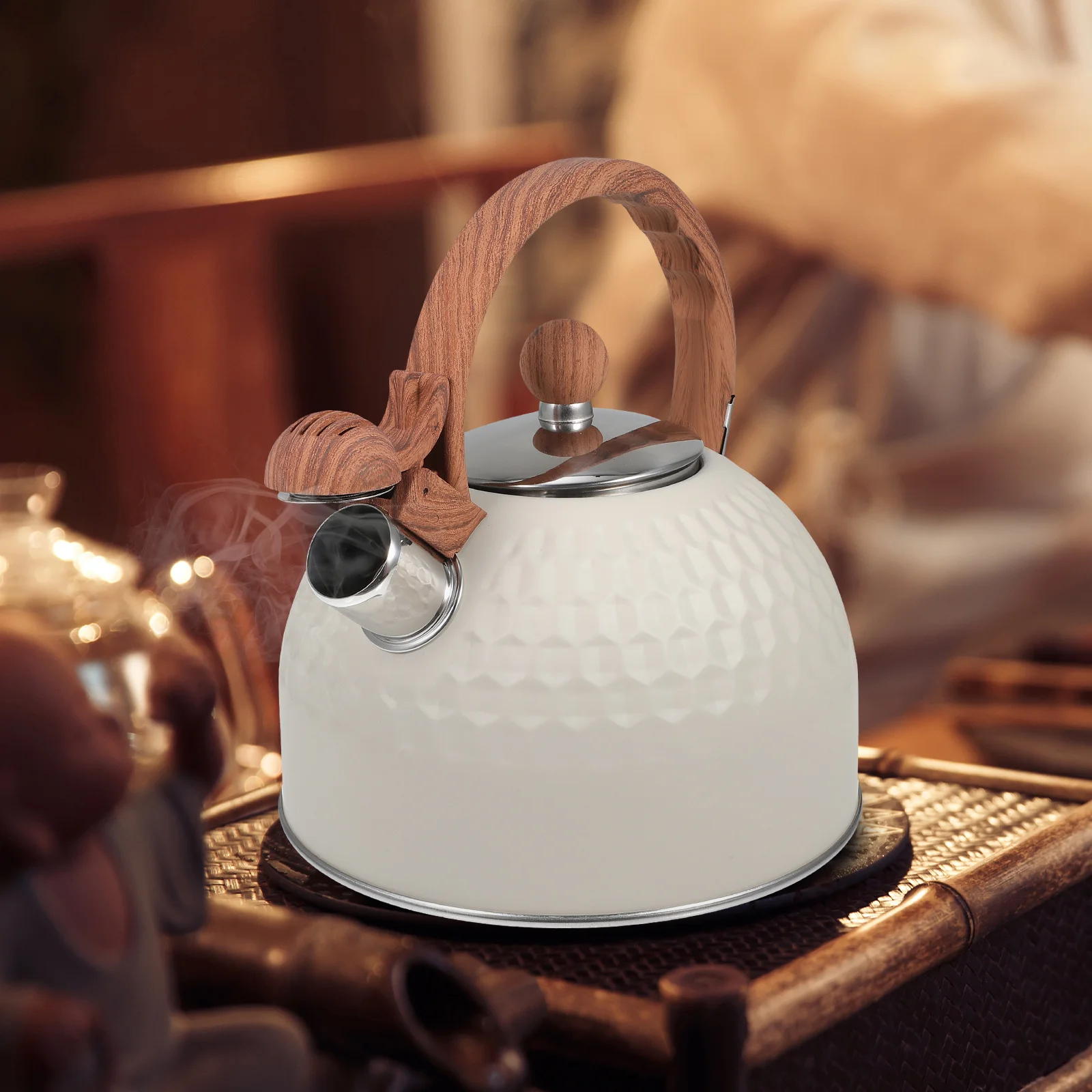 

Stainless Steel Tea Kettle 1.5L Household Kitchen Use Fast Heating Stovetop Water Boiling Pot for Green Black Herbal Tea Coffee