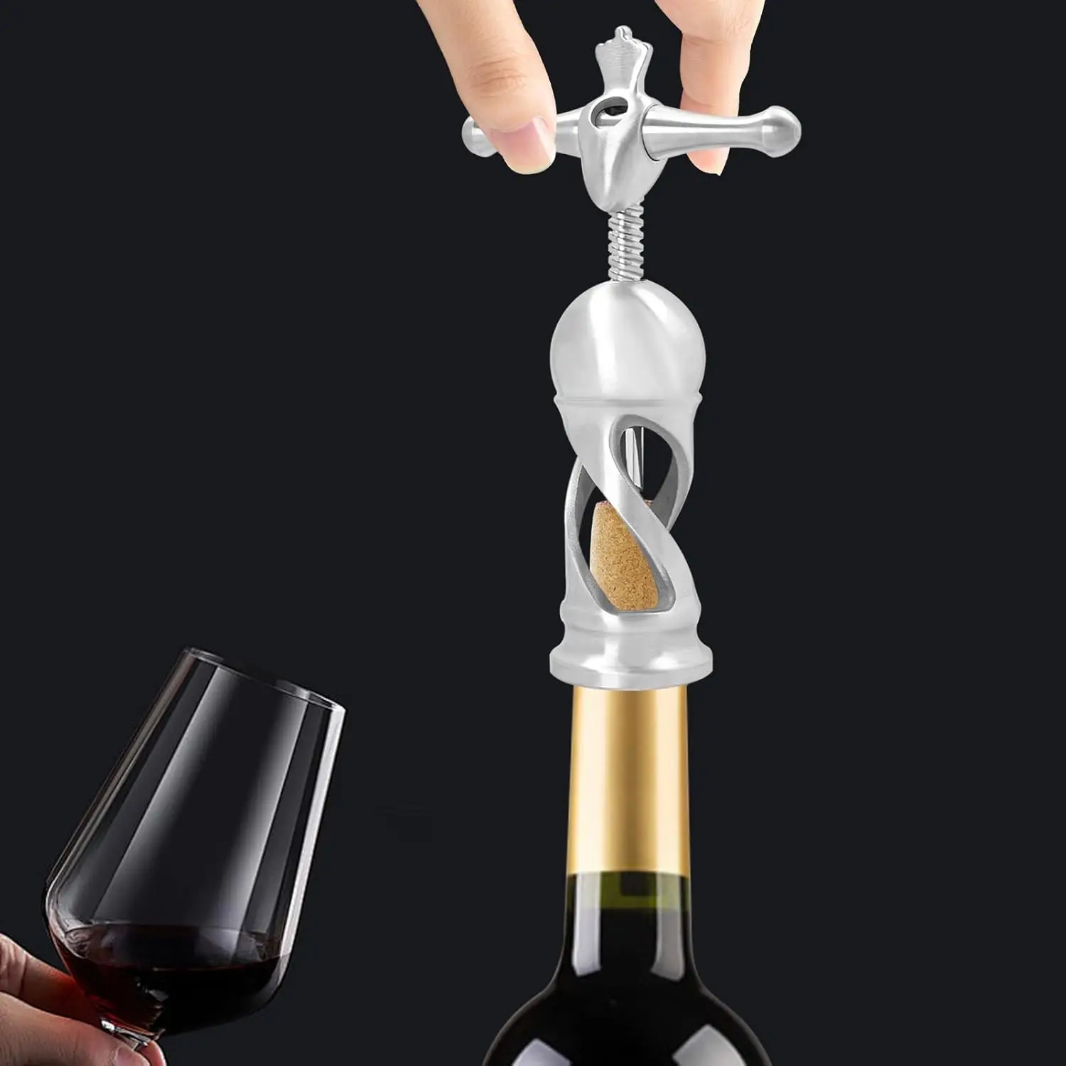

Wine Corkscrew Heavy Duty, Effortless Bottle Opening, Manual Cork Screw for Waiter, 304 Stainless Steel and High Strength Carbon