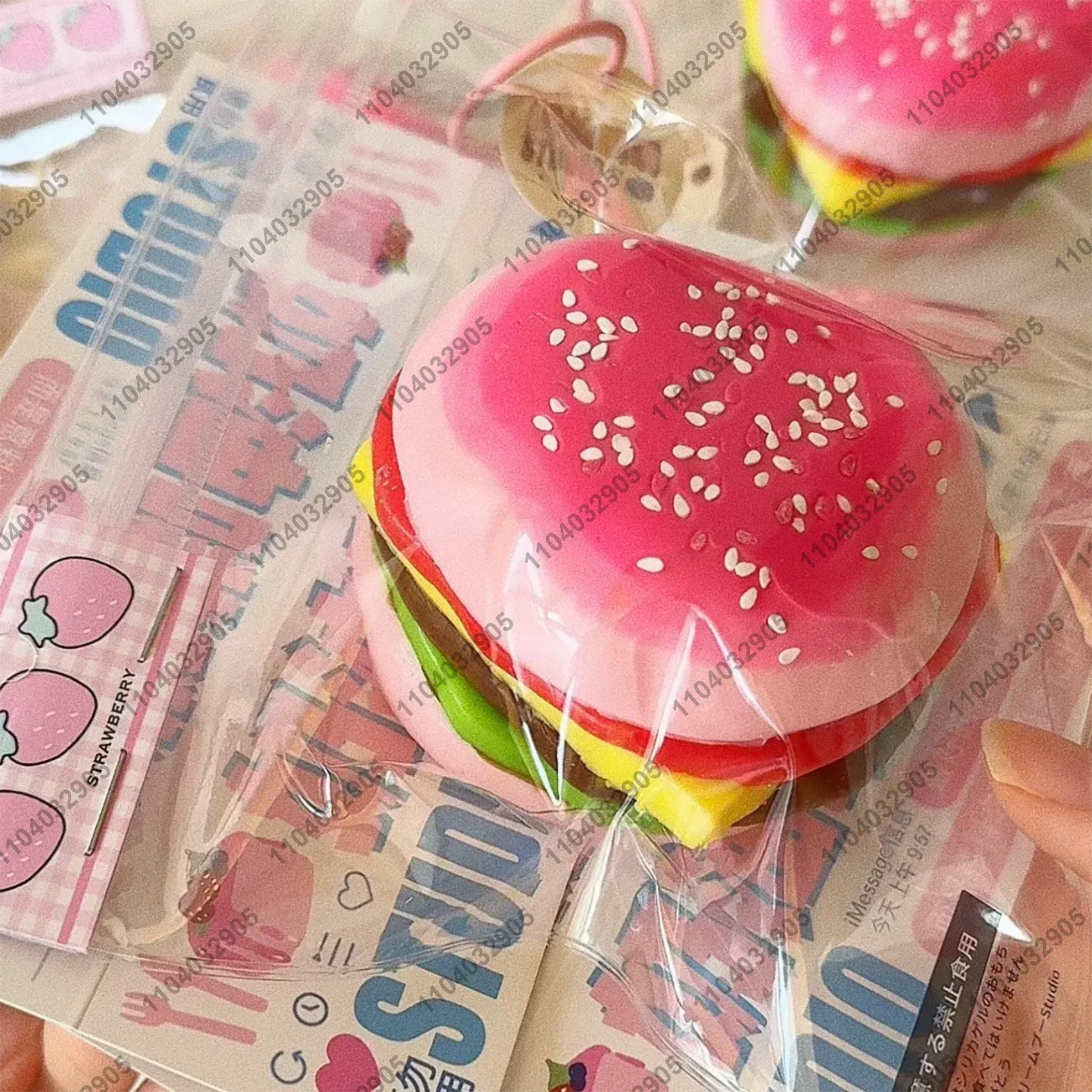 Hamburger di formaggio rosa Taba Squishy Silicone rosa Hamburger spremere giocattolo Mochi giocattolo mano Relax giocattolo regalo rilascio di Stress