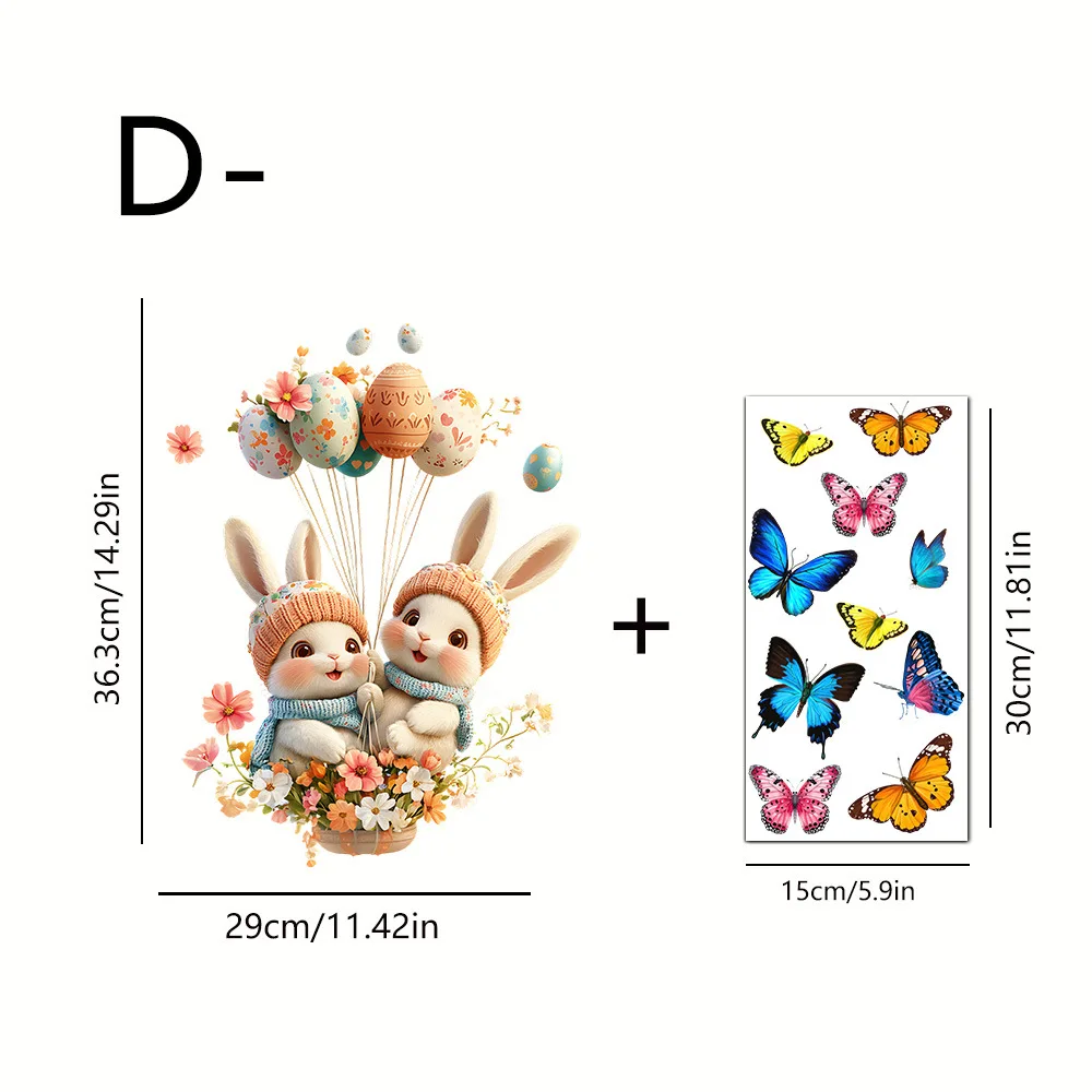 Pasen Nieuw product Elektrostatische patch Schattig konijn Kleurrijke eierstickers Glazen raamstickers Kinderkamerdecoratie