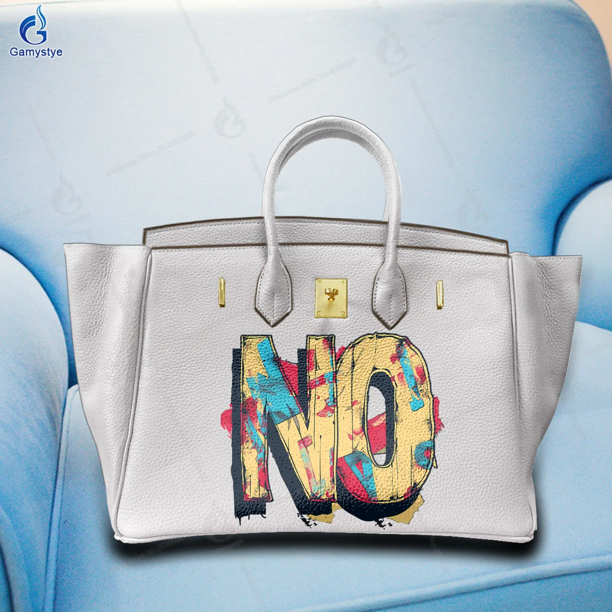 

Personalizar Bolso Art Printed Bags Letter pattern 100% Real Cowhide Leather Lady Tote Bag Woman Sac A Mains Luxury Boston Bag