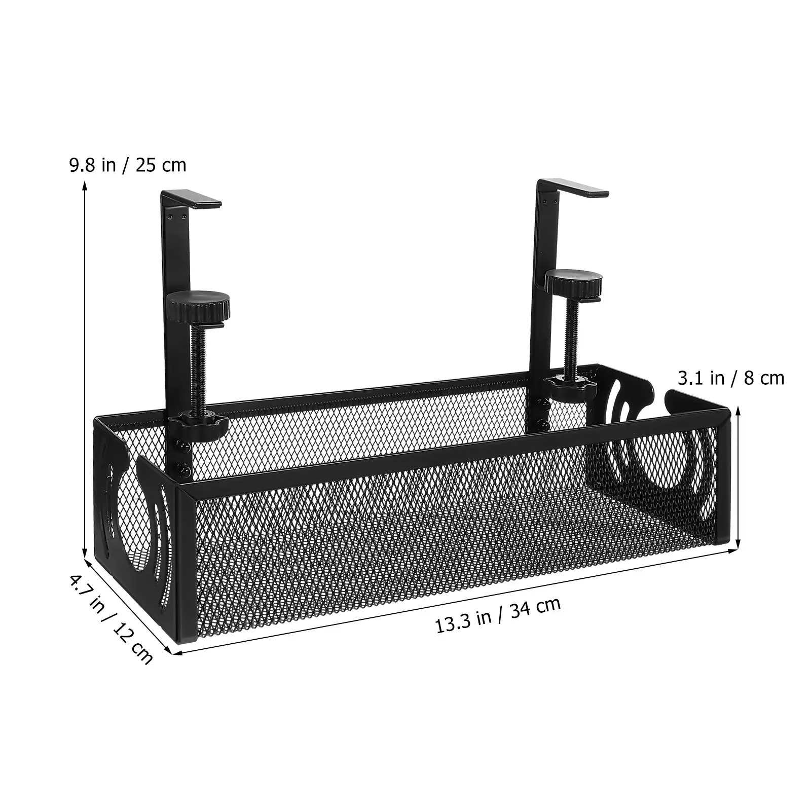 1Set Under Desk Wire Organizer Clamp Cable Management Tray Clamp on Desk Cord Holder Adjustable Non Slip Pad Wire Storage Basket
