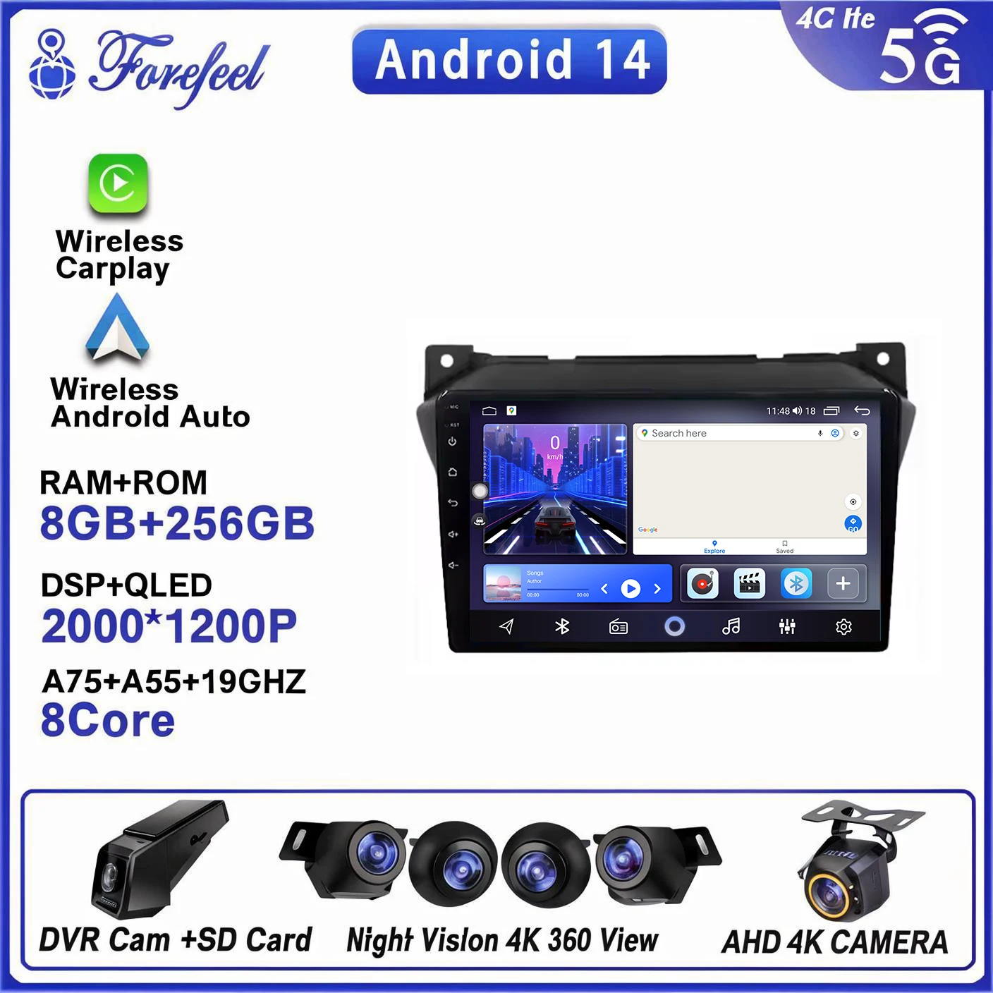 

2K Android 16 Auto Radio For Suzuki Alto 2009 - 2016 Stereo Head Unit 2K Dvd Qled Screen Multimedia Player Dash Cam 5g Wifi