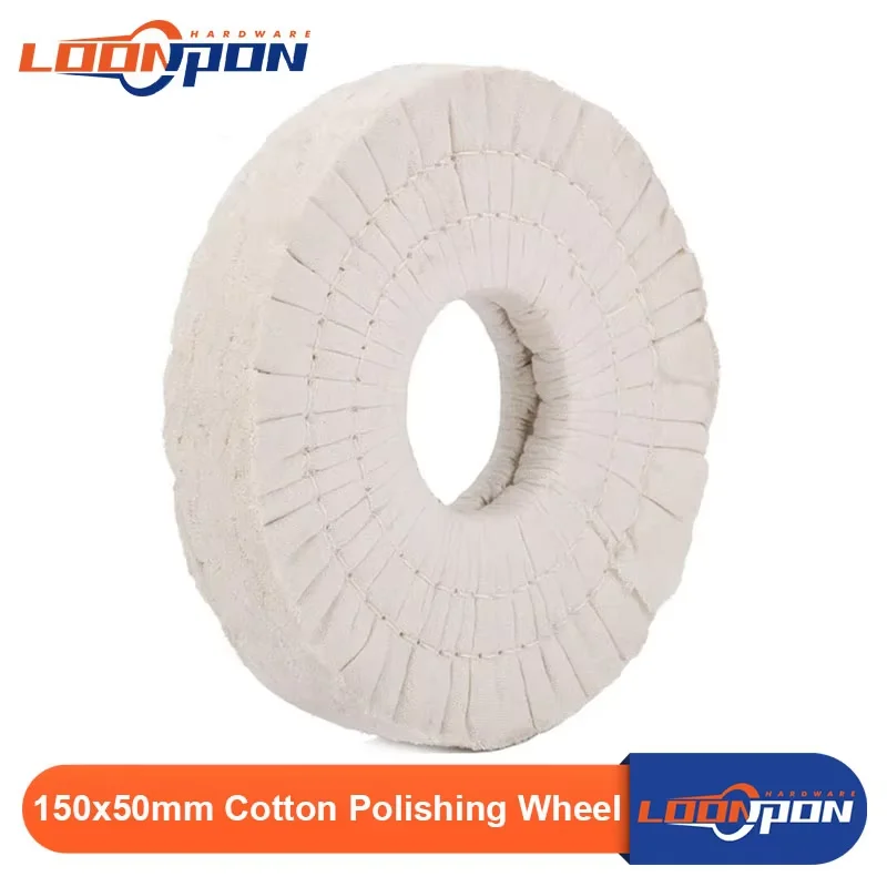 150mm Cotton Airway Buffing Wheel Polishing Pad Compound Tool for Edge Bonding Machine Woodworking Machinery 40 Ply 150*20*50mm