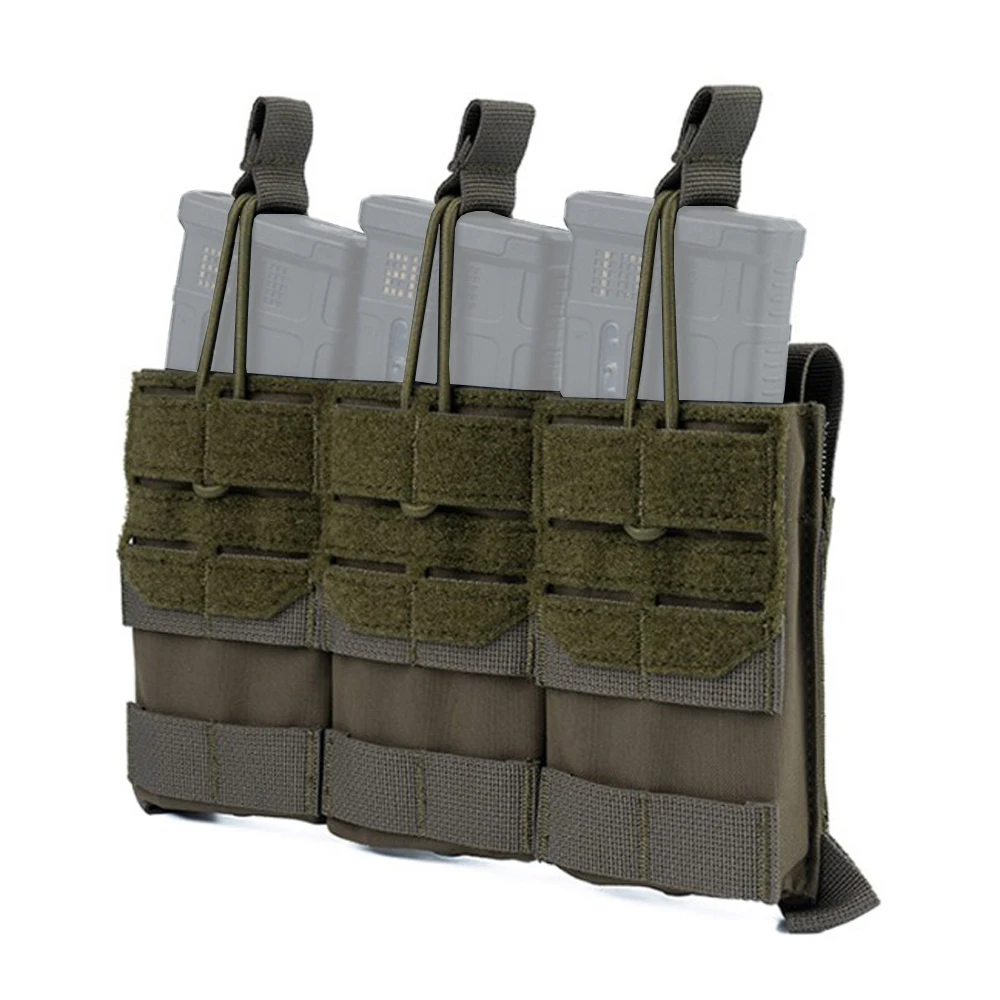 Tactical Triple 5.56 Magazine Pouch Bungee Retention For Hunting Vest Plate Carrier Mount Front Panel Mag Placard Airosft Gear