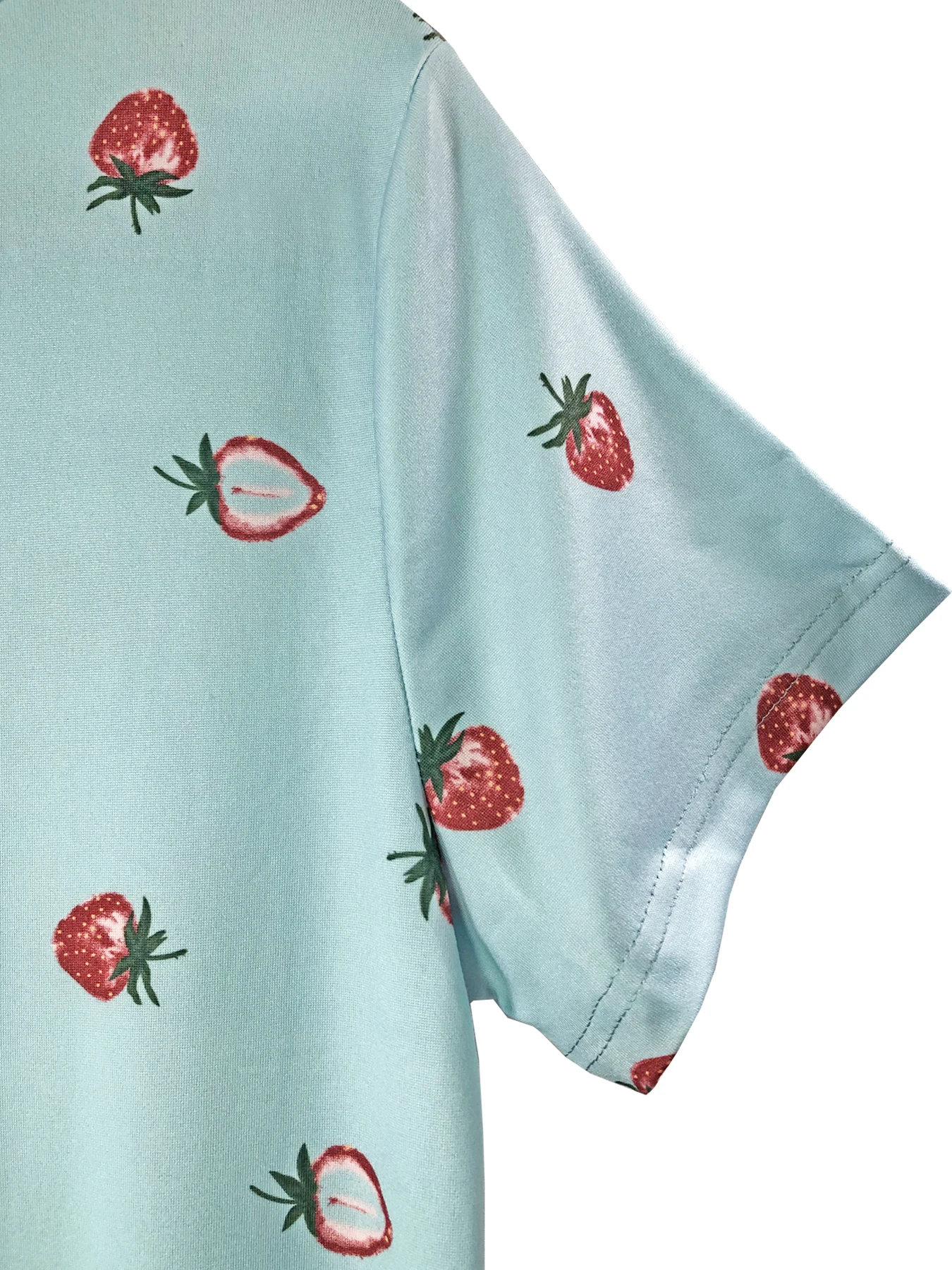 Allover Strawberry Print Nightgown Casual Short Sleeve Round Neck Loose Fit Sleep Dress Women\'s Sleepwear