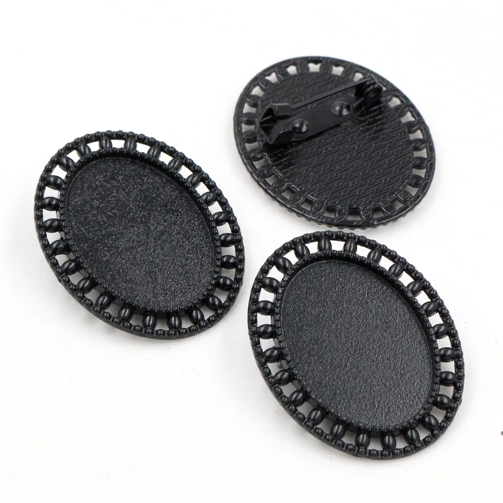 5pcs 18x25mm Inner Size 3 Colors Plated Brooch Pin Classic Style Cameo Cabochon Base Setting