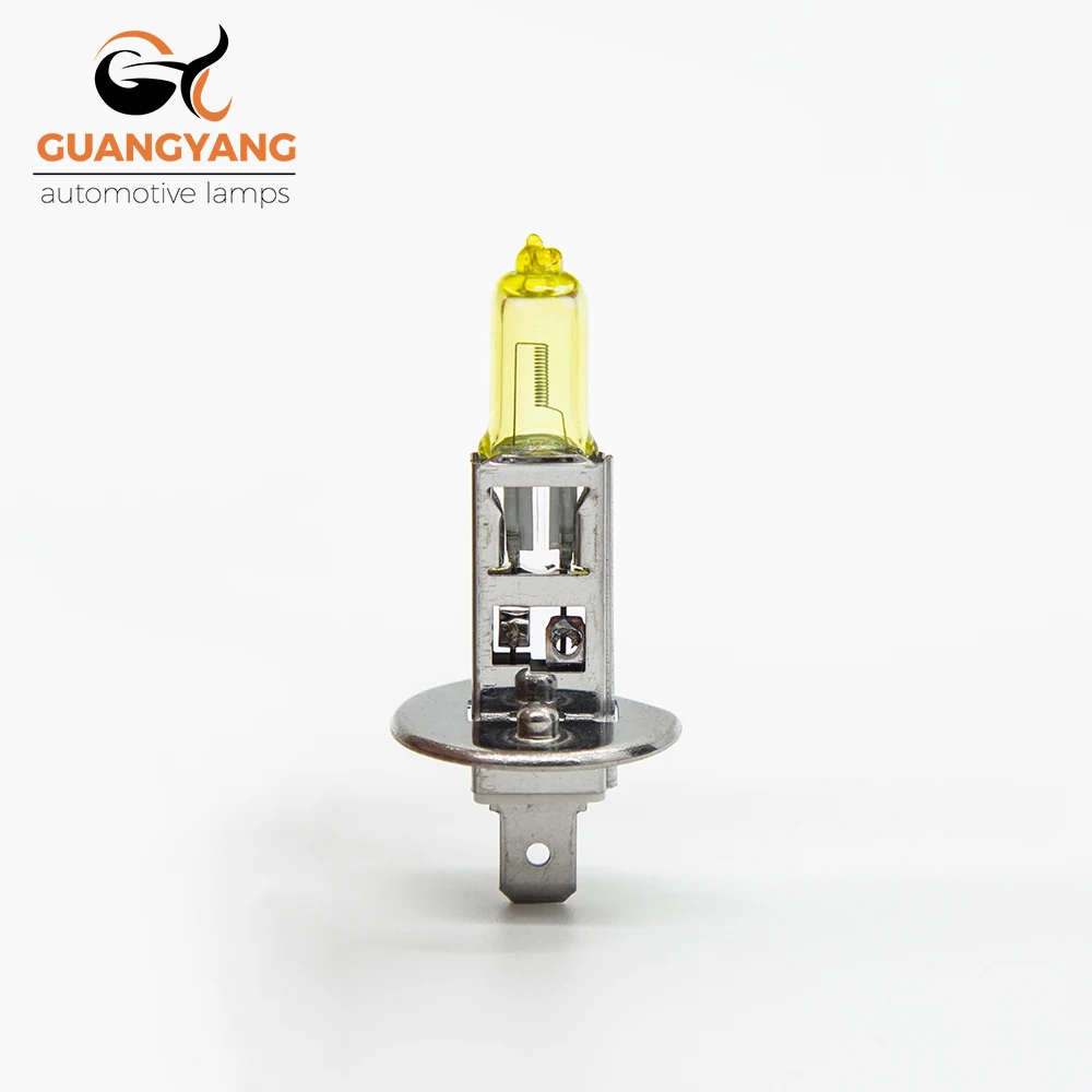 2 Pcs H1 12V 55W Yellow Light Car Headlight 2800K Auto Halogen Bulbs Fog Lamps High Beam Halogen Lamps