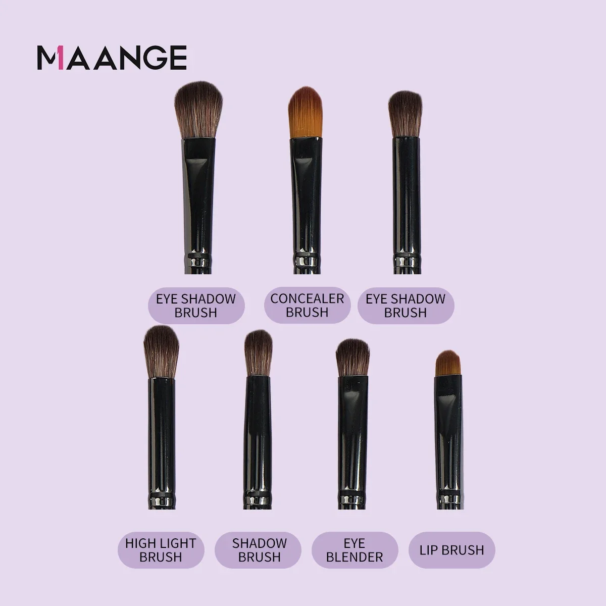 MAANGE-Kit de brochas de maquillaje para ojos, 7 Uds., juego de brochas de maquillaje para sombra de ojos, mezcla de cerdas sintéticas suaves, herramientas cosméticas de belleza