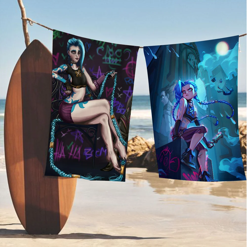 Cartoon Game Arcane L-LOL J-Jinx Beach Towels Shower Towel Sauna Travel Spa Microfiber Quick Dry Gym Accessories Cute Room Decor